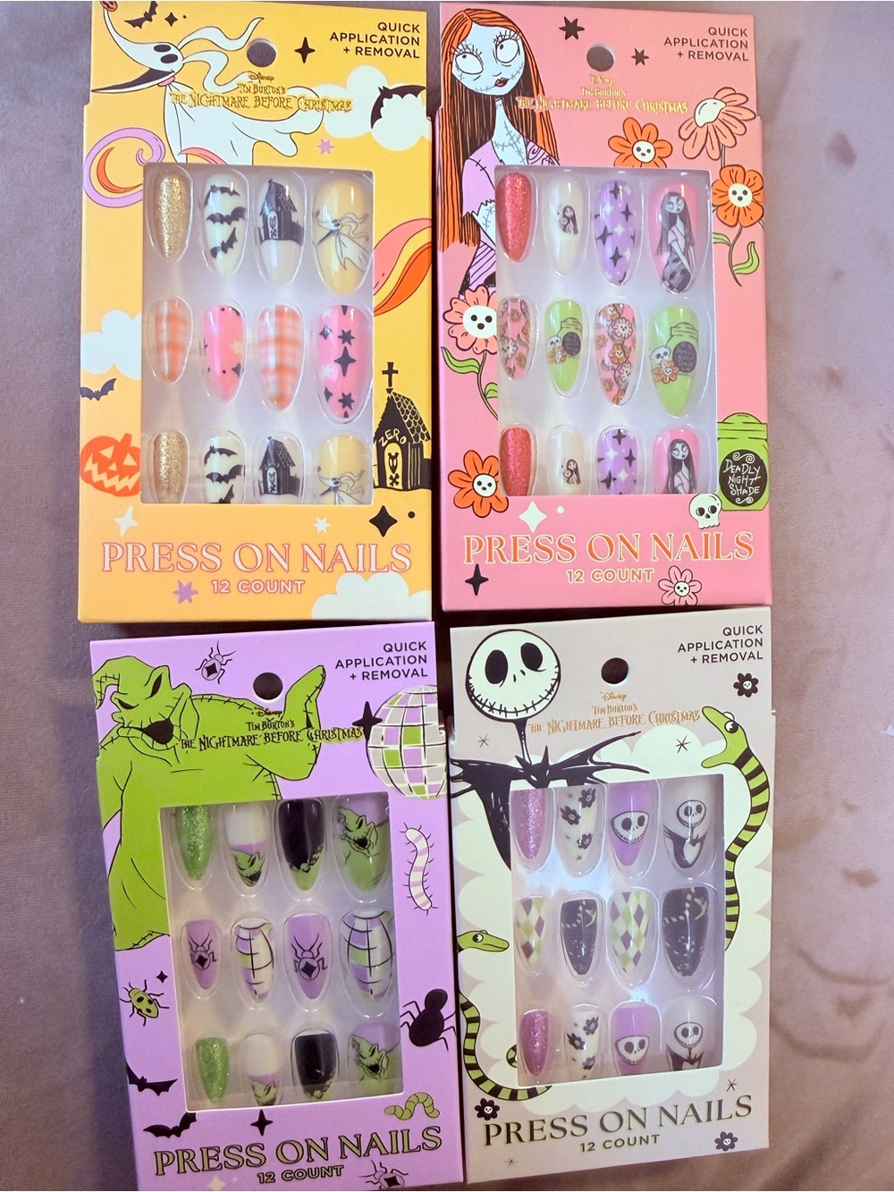 Nwt Disney Nightmare before Christmas 48 press on nails Halloween 12 in each box